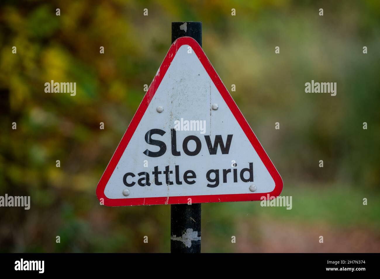 Rutland, November 19th 2021 Cattle grid signage around Rutland Water