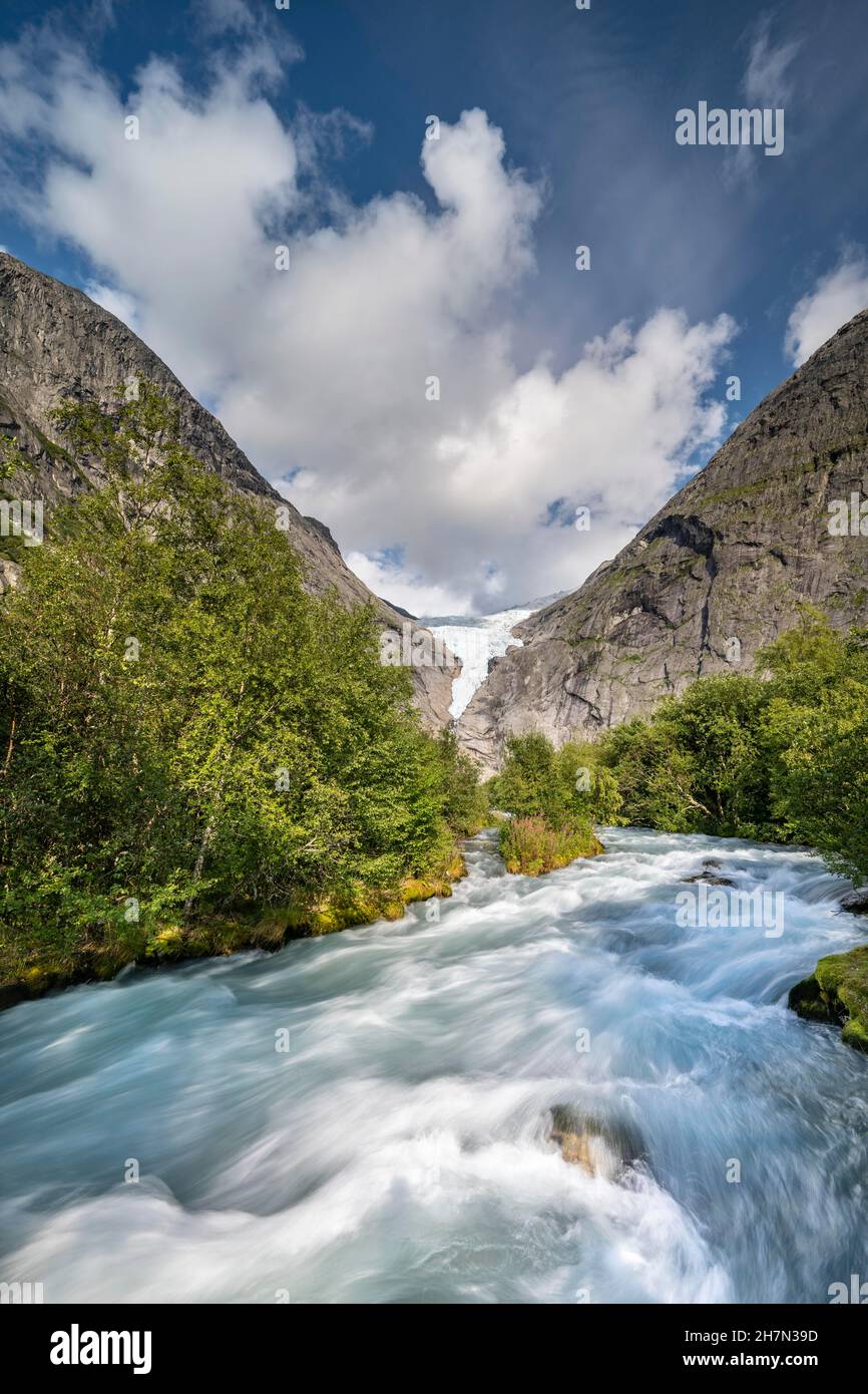 Briksdalselva Glacier River, Briksdalsbreen, Briksdal Glacier ...