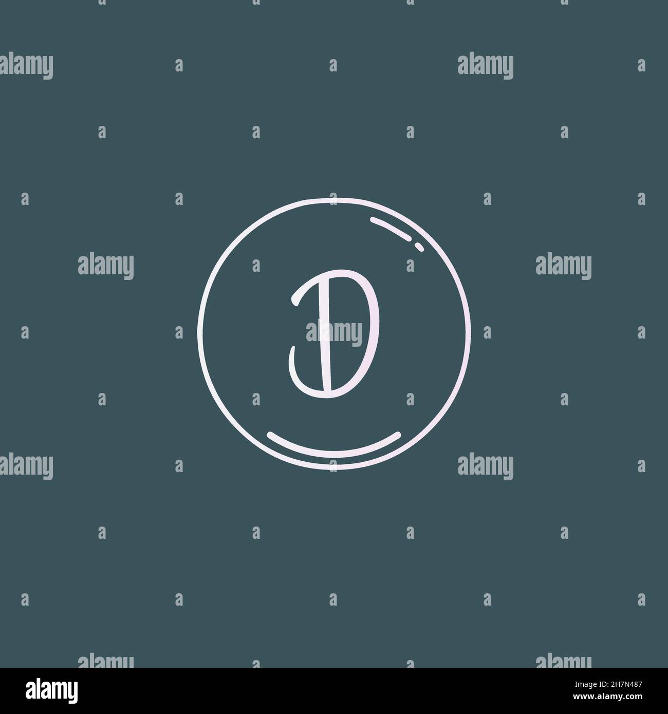Creative initial letter D handwriting logo with circle hand drawn ...
