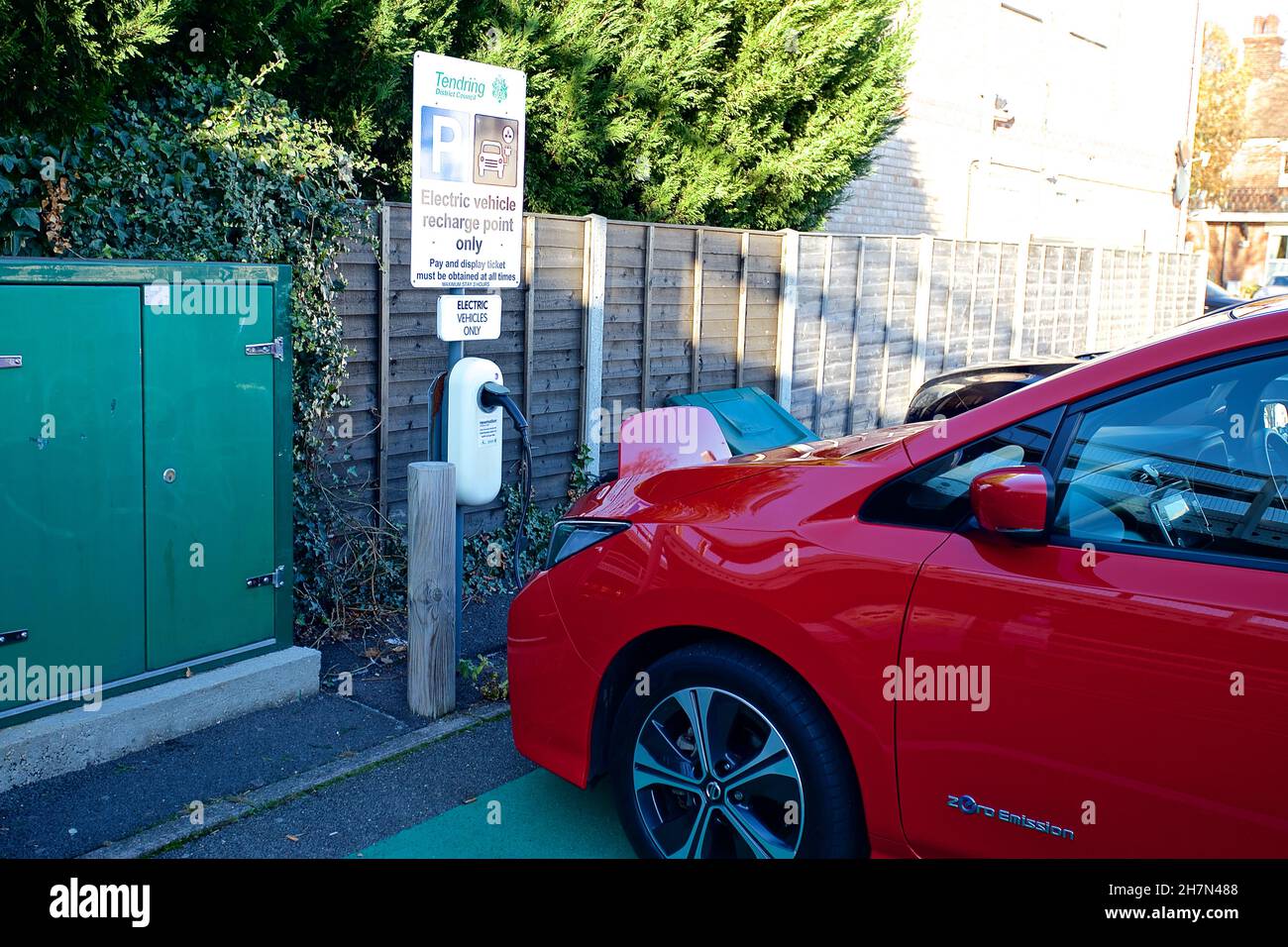 Charging port and parking to charge an electric vehicle at a Tendring