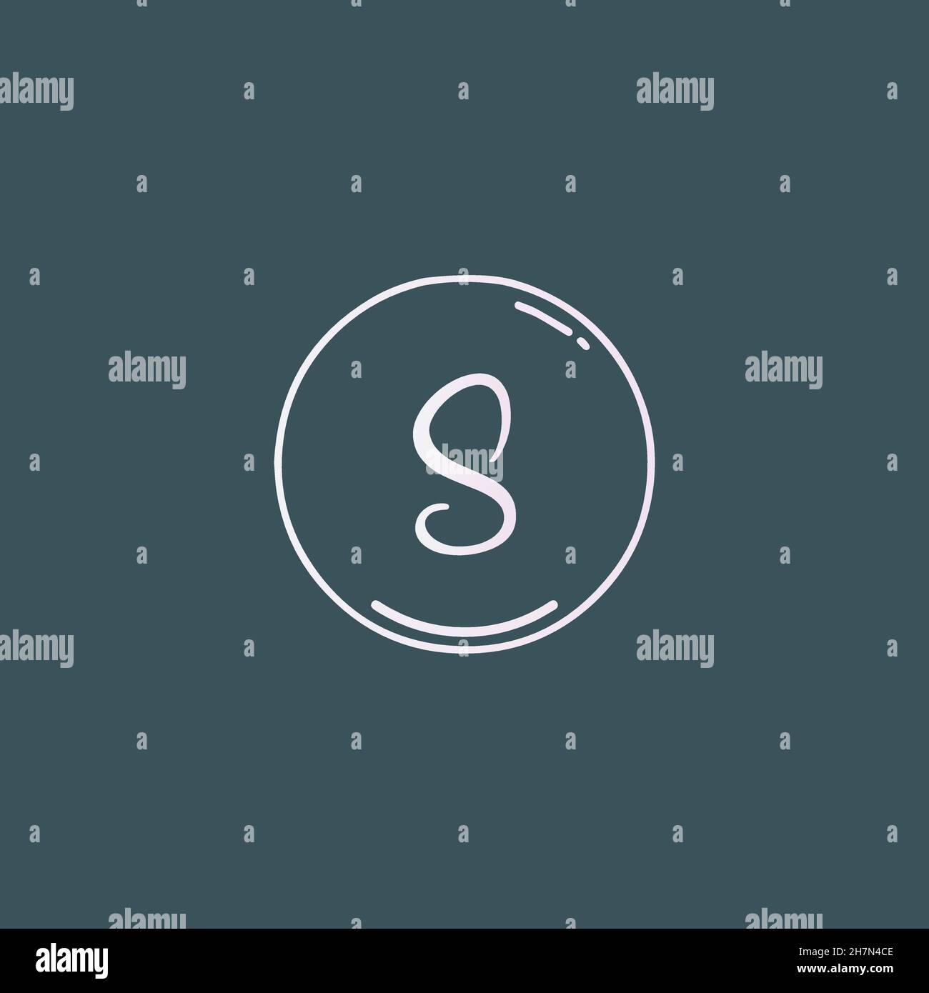 Creative initial letter S handwriting logo with circle hand drawn ...