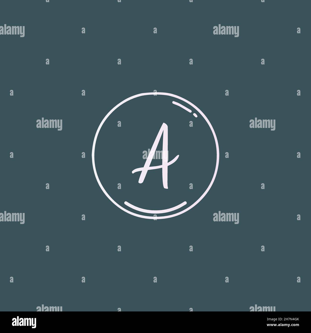 Creative initial letter A handwriting logo with circle hand drawn ...