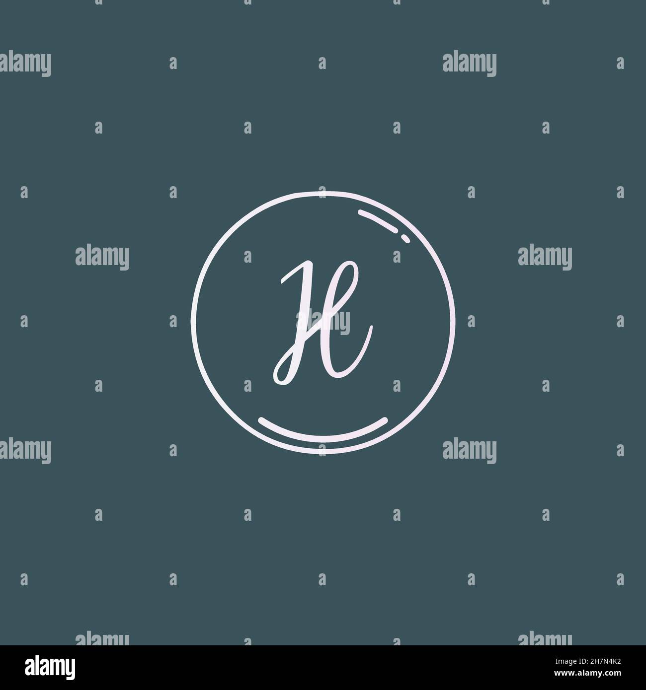 Creative initial letter H handwriting logo with circle hand drawn ...
