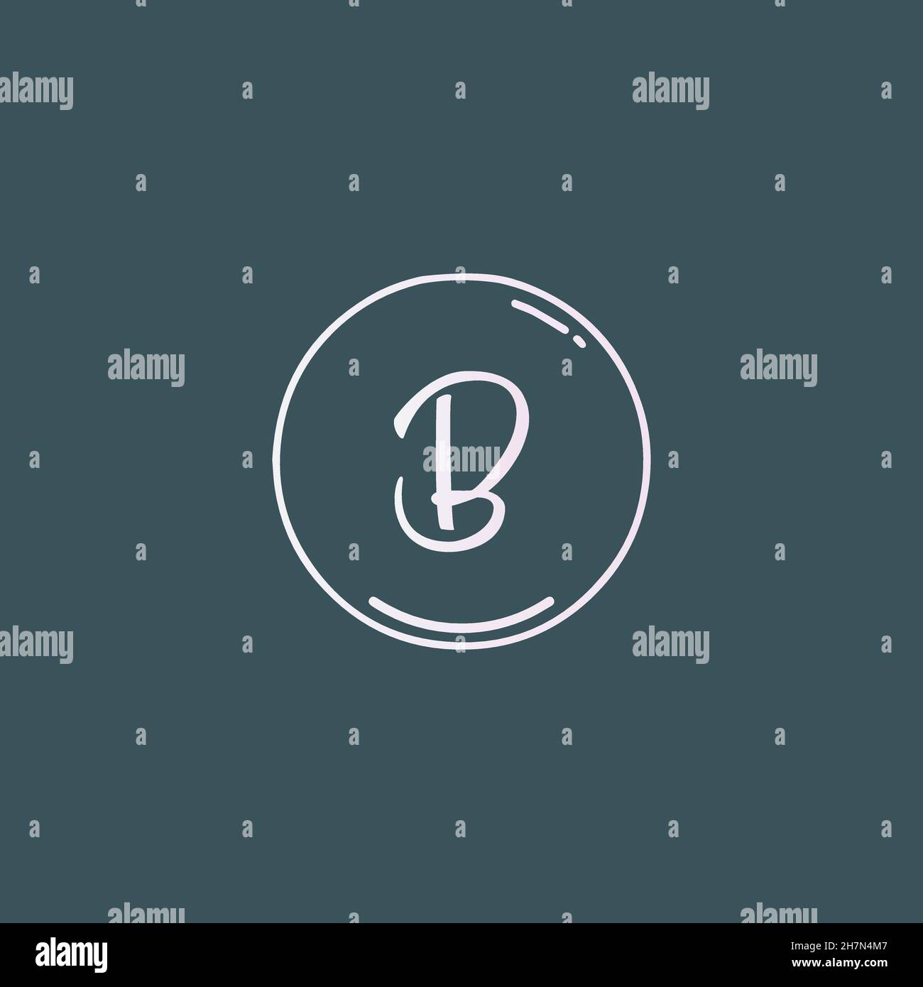 Creative initial letter B handwriting logo with circle hand drawn ...