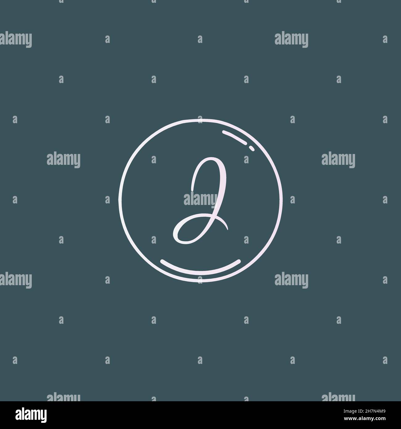Creative initial letter J handwriting logo with circle hand drawn template vector Stock Vector