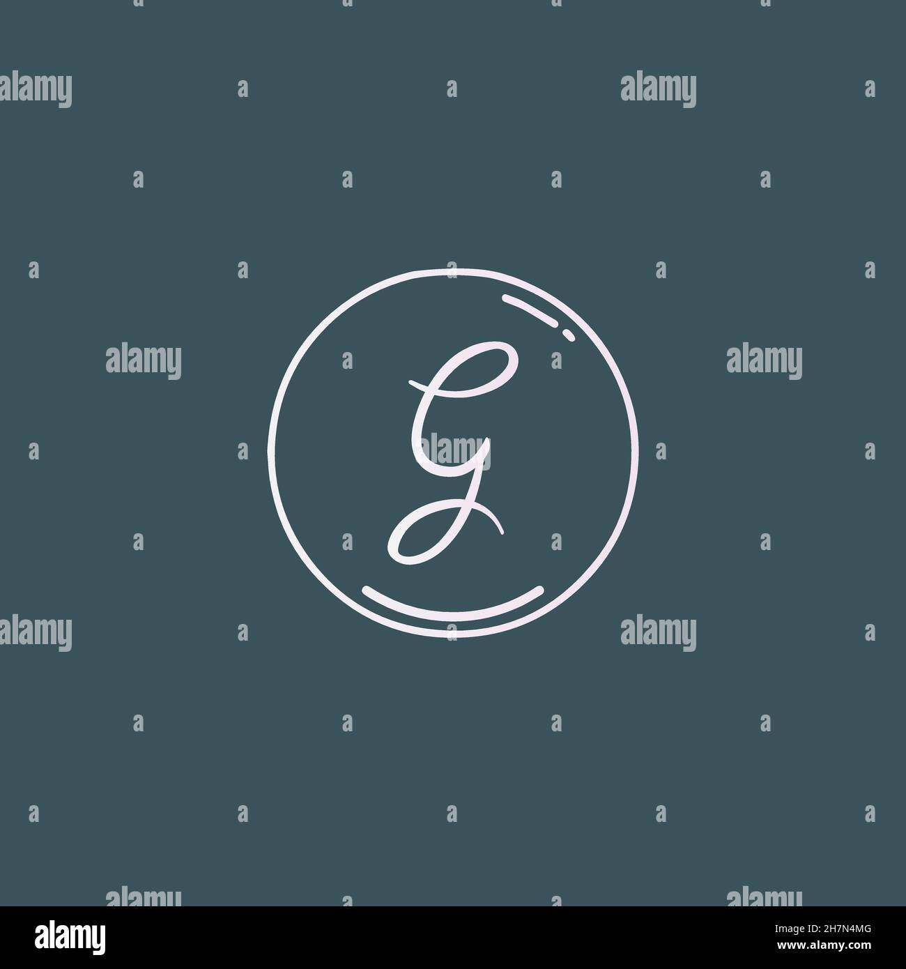 Creative initial letter G handwriting logo with circle hand drawn ...