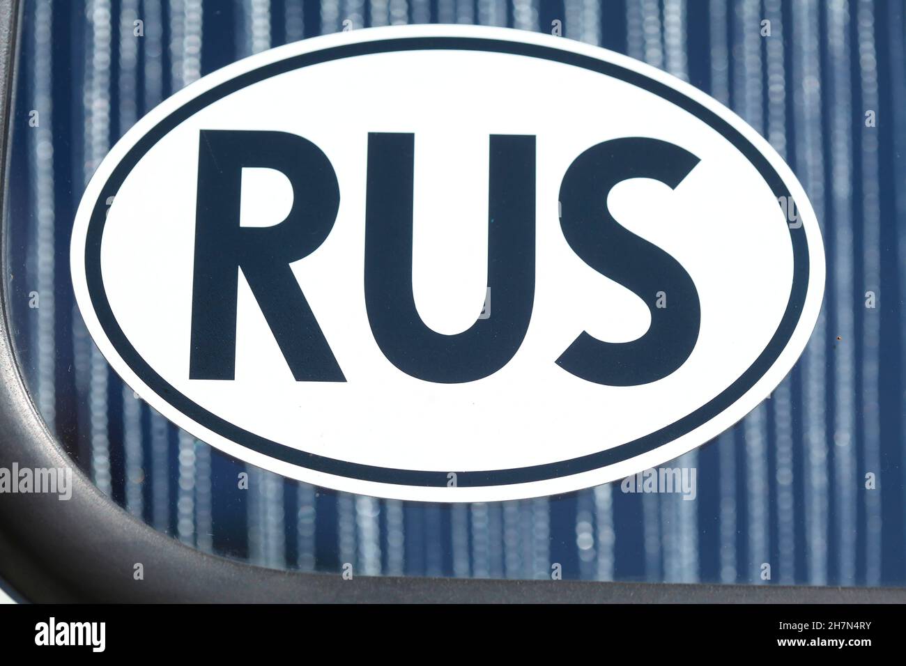 Russian car number plate on a car window, country number plate, Germany