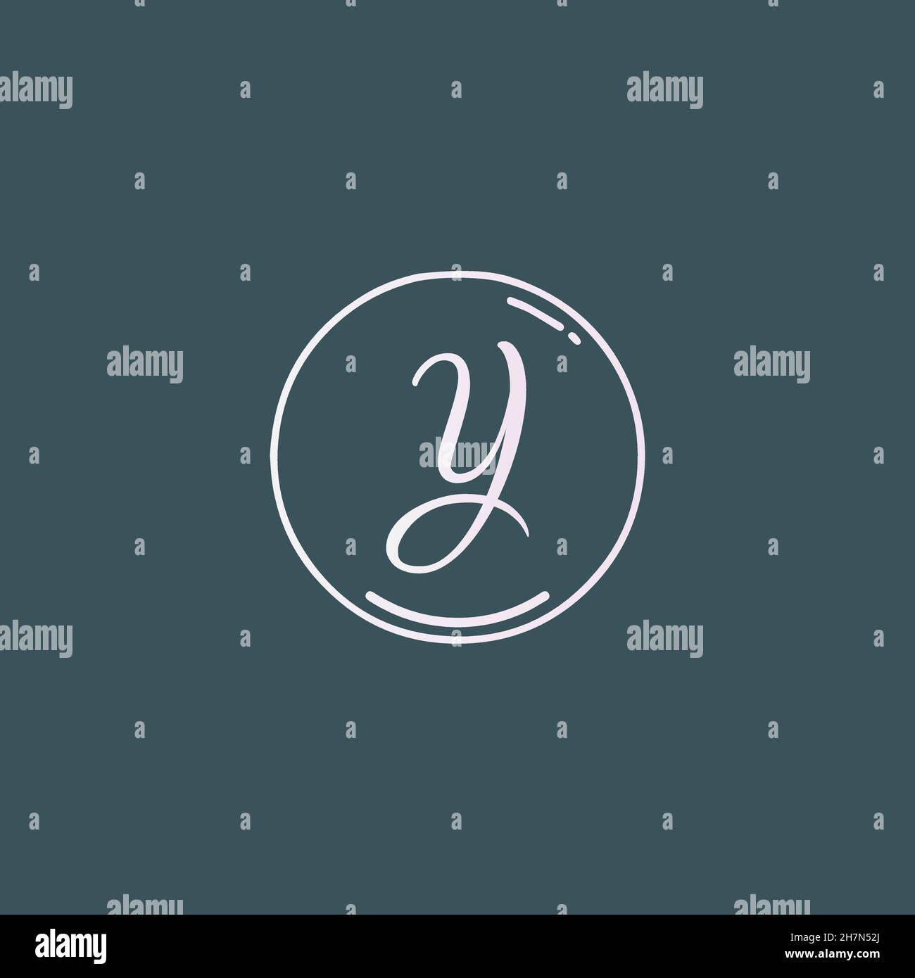 Creative initial letter Y handwriting logo with circle hand drawn template vector Stock Vector