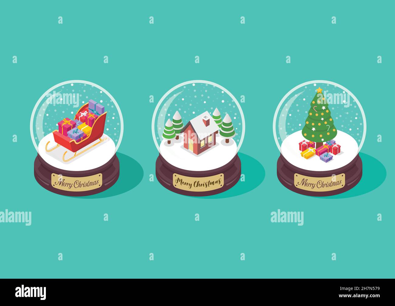 Isometric Set of Merry christmas glass ball collection. Vector ...