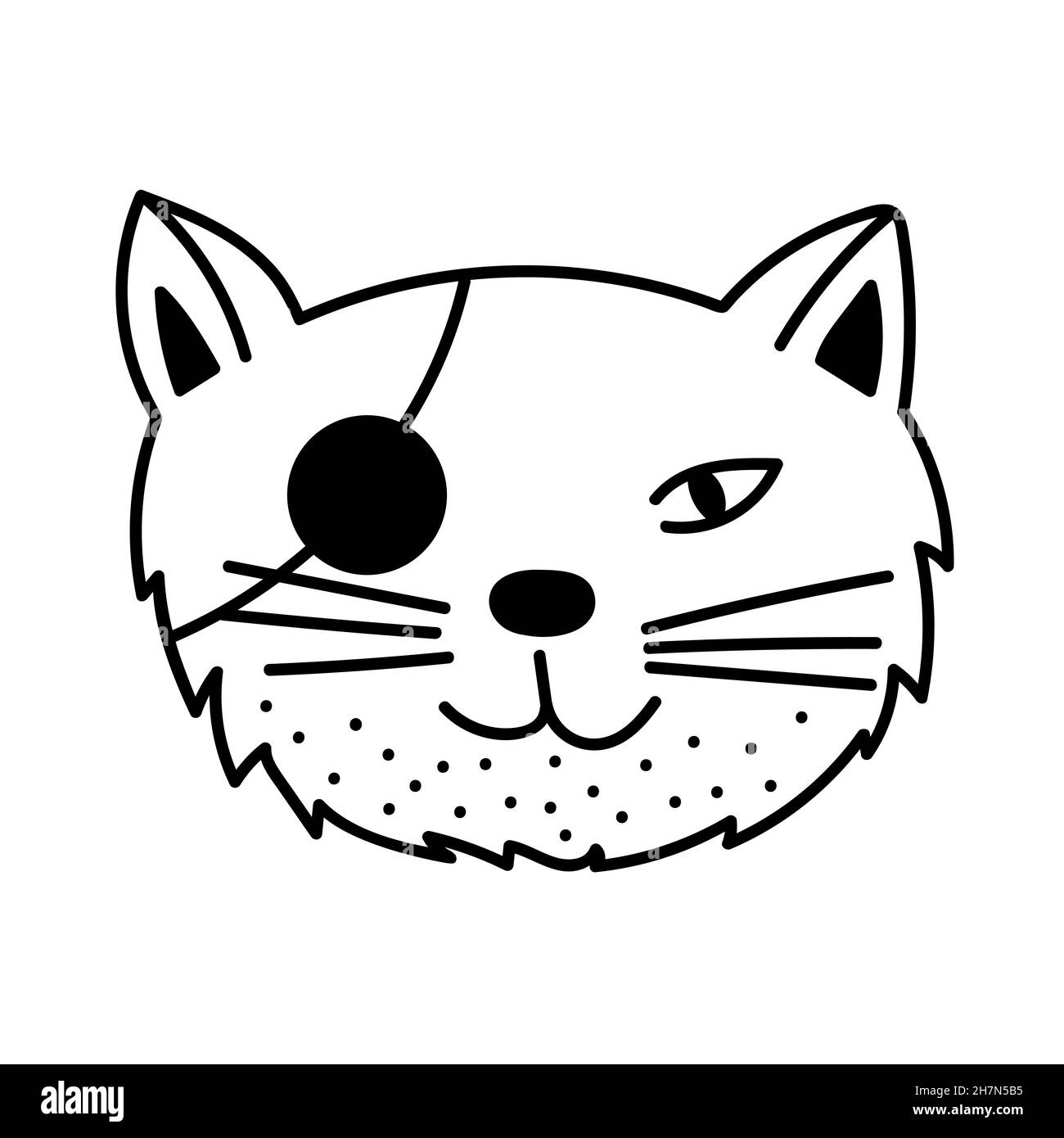 A cute doodle cartoon character of an angry cat isolated on a white  background Stock Vector Image & Art - Alamy