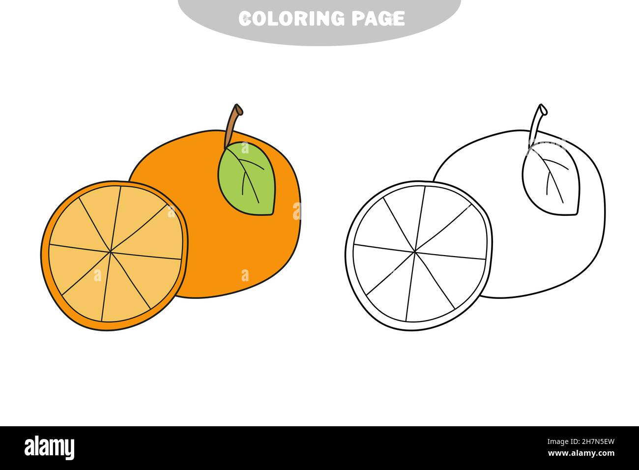 Simple coloring page. Cartoon orange coloring book. Vector ...
