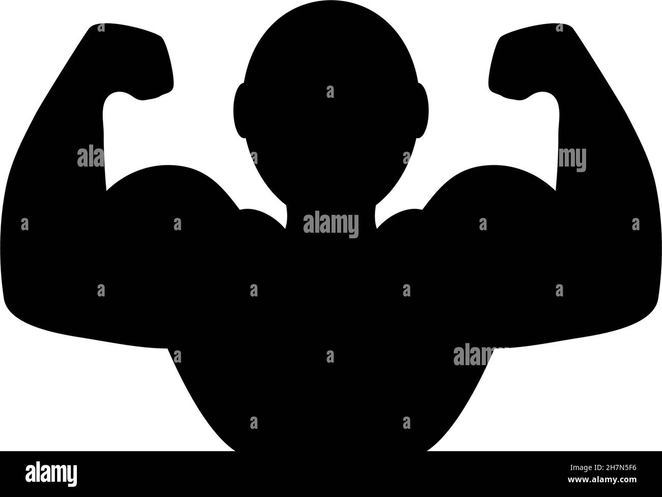 Muscular Bodybuilder, Strong Muscle Man. Flat Vector Icon illustration. Simple black symbol on white background. Muscular Bodybuilder, Strong Man sign Stock Vector