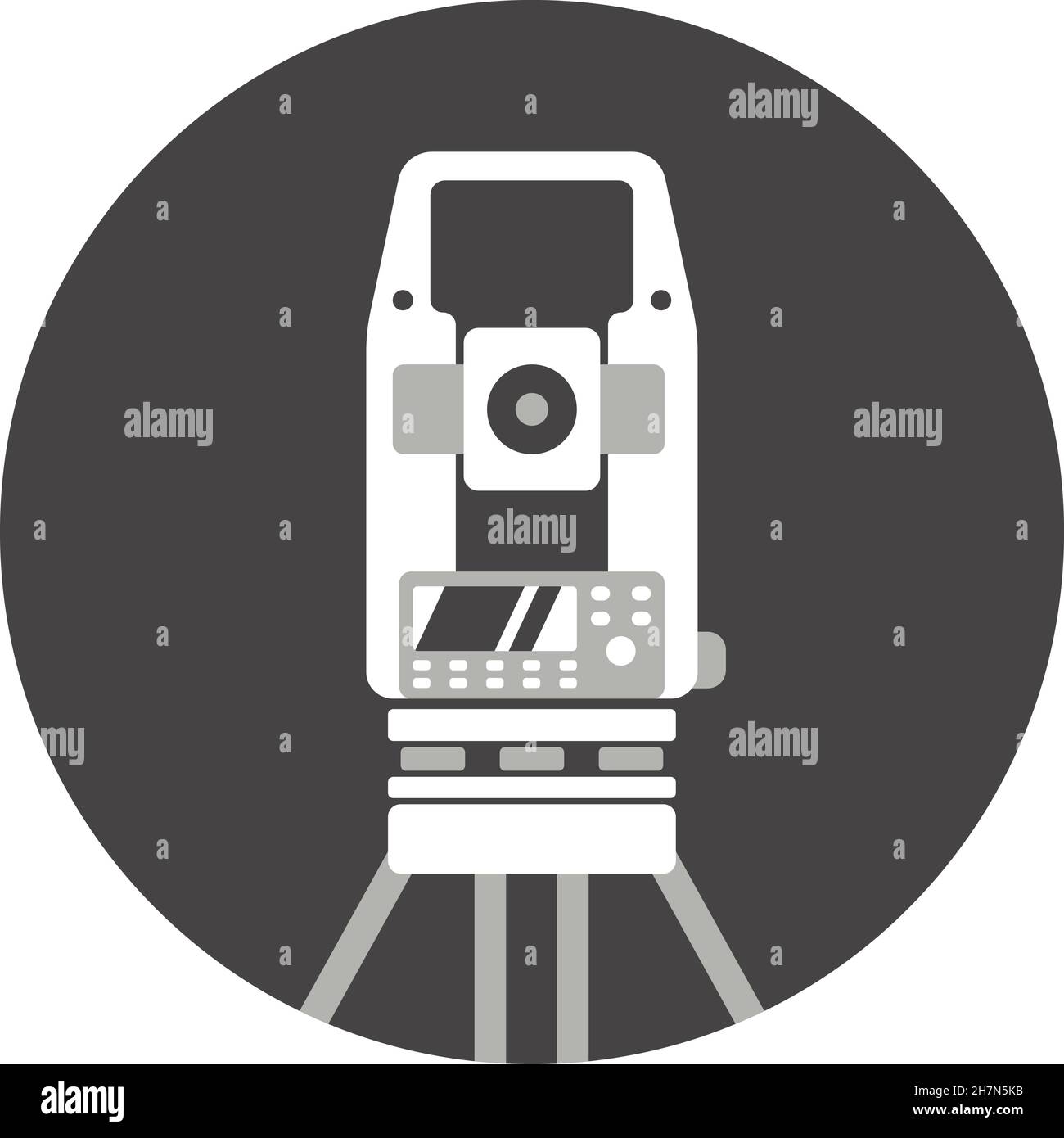 Theodolite on tripod. Geological survey, engineering vector flat style icon. Geodetic equipment. Geology research illustration, sign Stock Vector