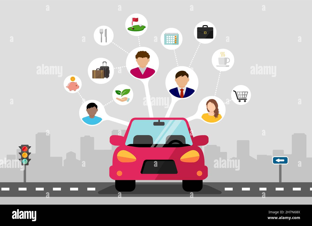 Car sharing concept vector banner illustration Stock Vector