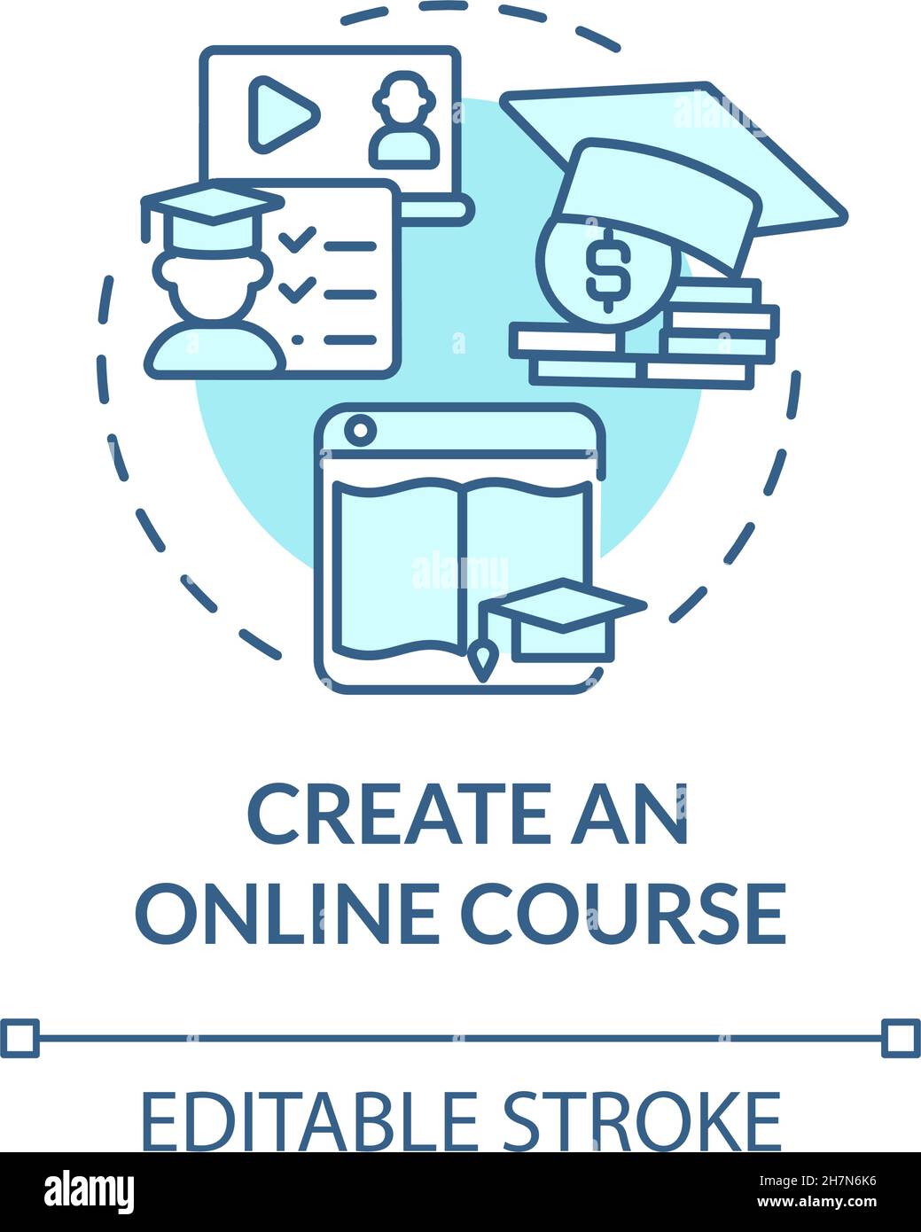 Create online course blue concept icon Stock Vector Image & Art - Alamy