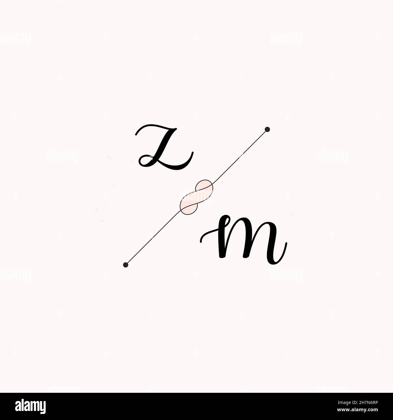 ZM Initials letter alphabet watercolor logo branding set collection, Feminine logotype template in elegant artistic style. Feminine luxury logo design Stock Vector