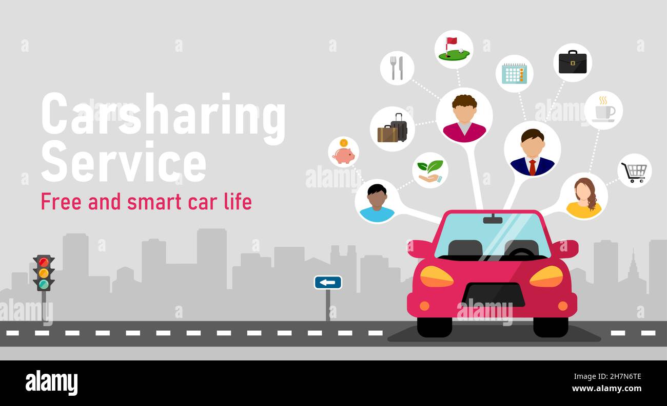 Car sharing concept vector banner illustration Stock Vector