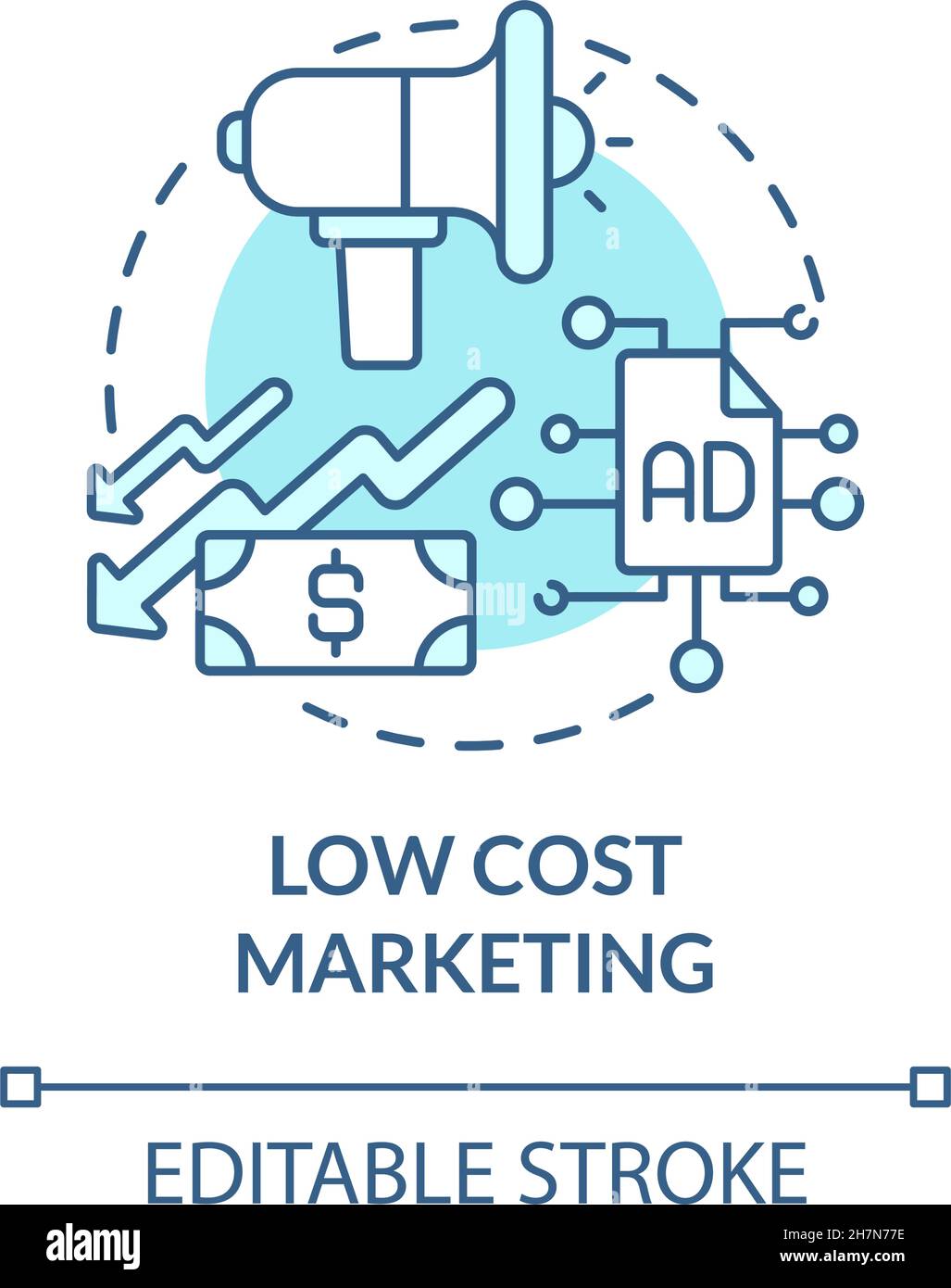 Low cost marketing blue concept icon Stock Vector Image & Art - Alamy