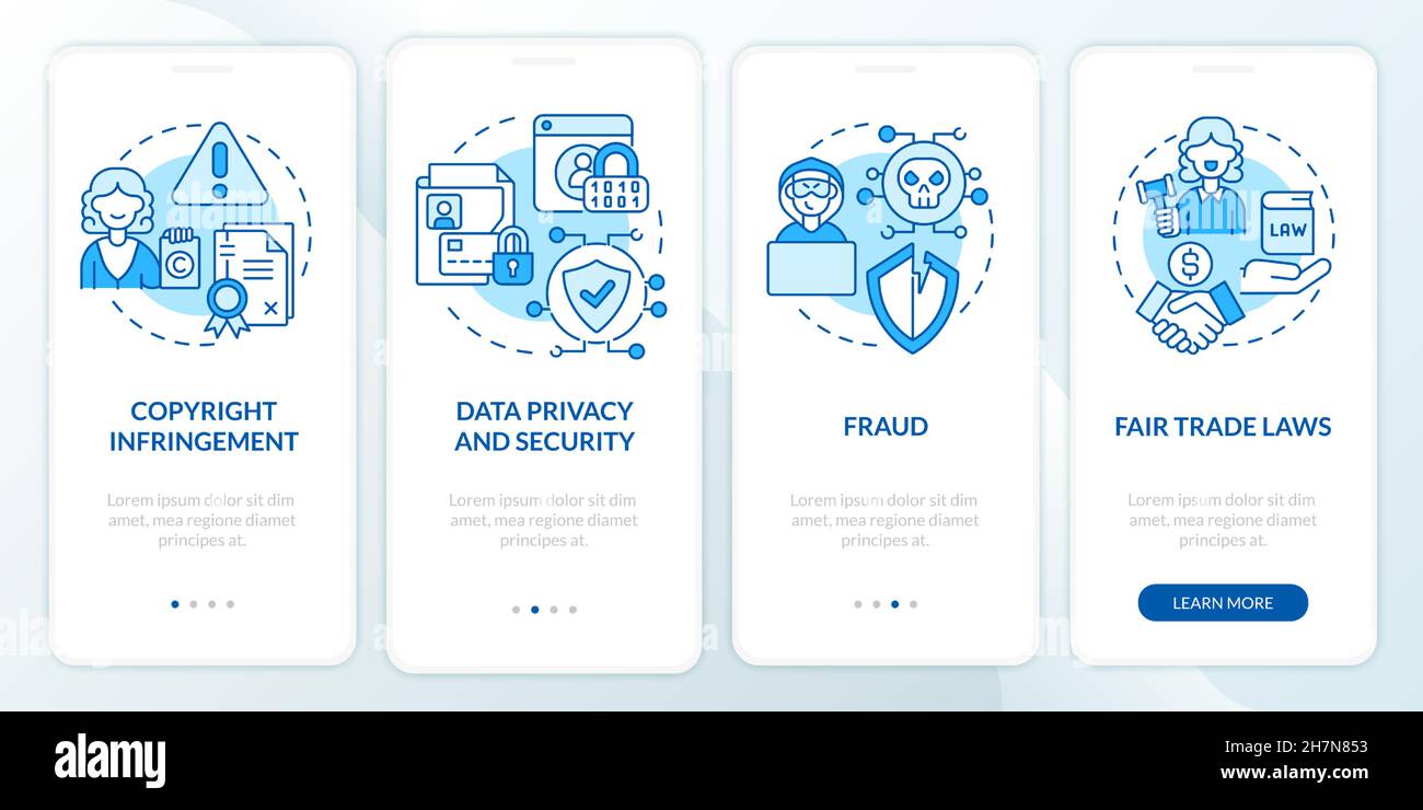 Online business risks onboarding mobile app page screen Stock Vector