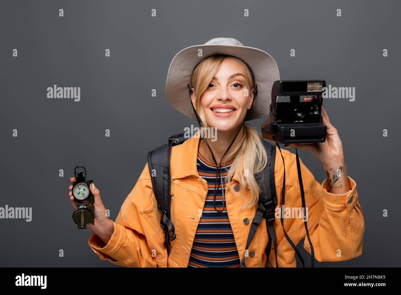 Beautiful woman traveler in retro hi-res stock photography and images ...
