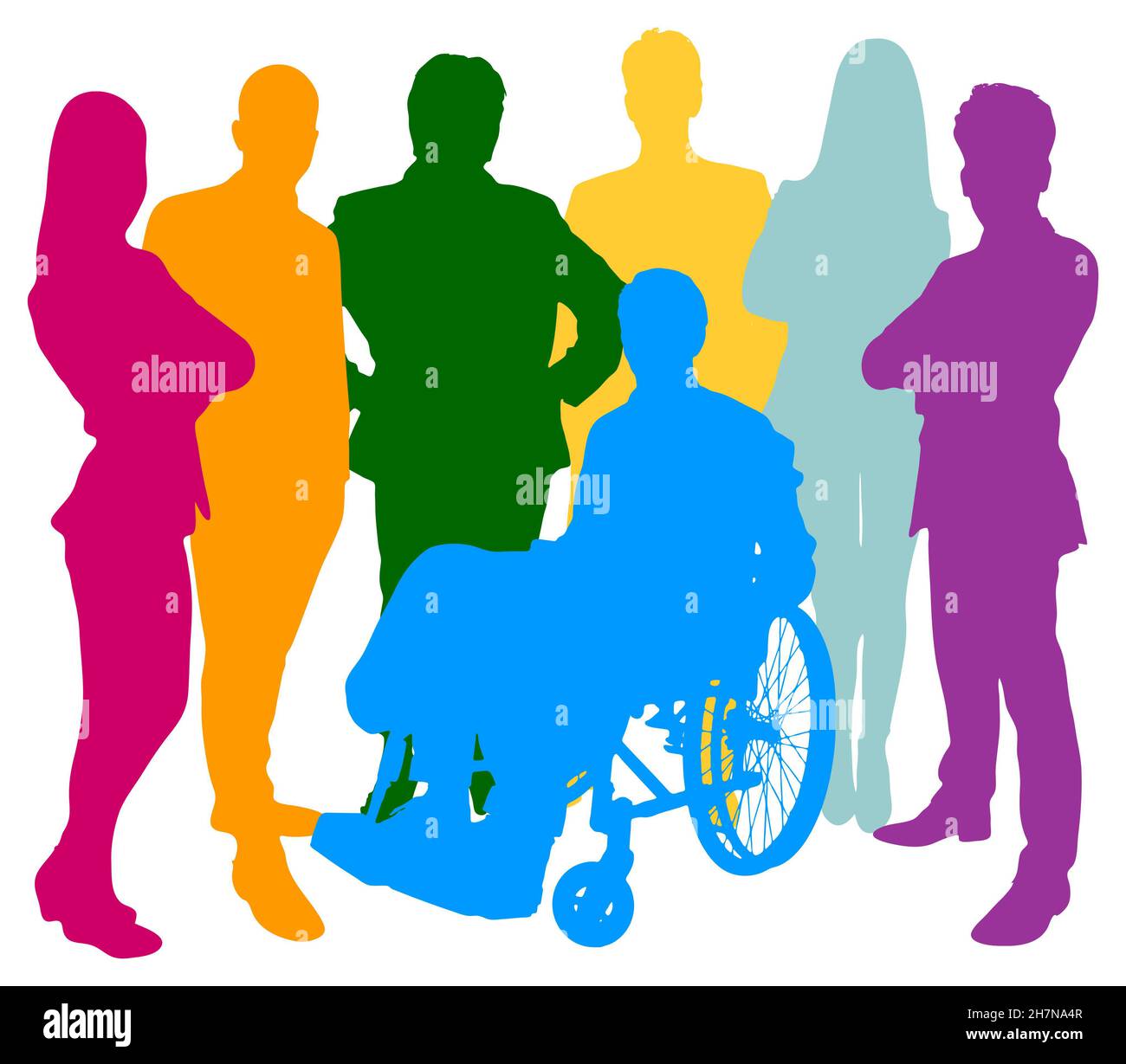 Colorful silhouettes of different people as a business teamwork and population concept Stock Photo