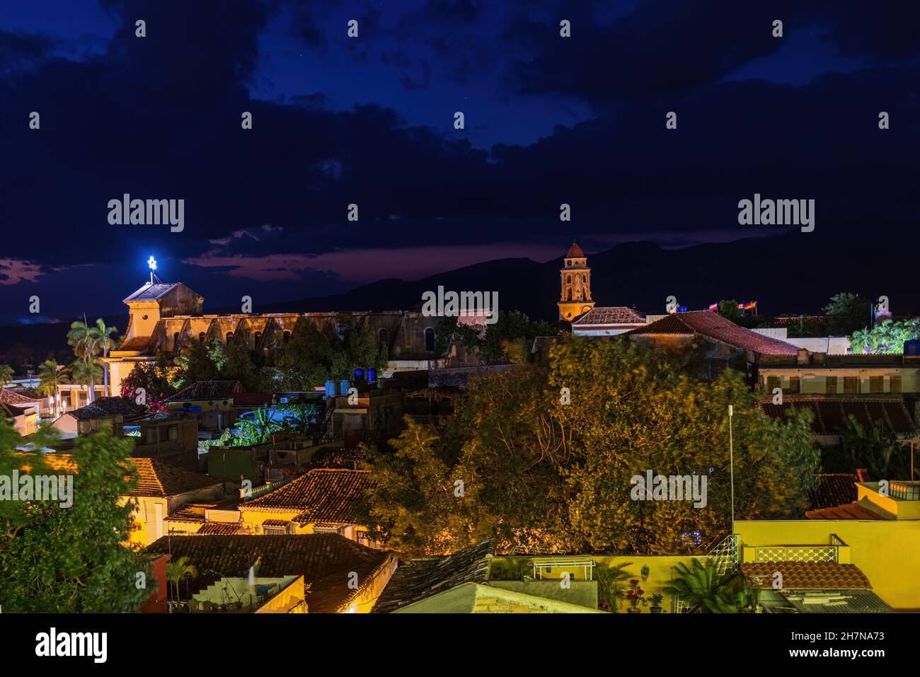 Beautiful view of Trinidad city Cuba after the sunset Stock Photo