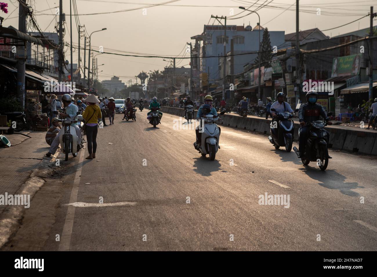 Can tho, Vietnam-April 5, 2018: Motorcycle is one of the most common transportation vehicle in Vietnam. Stock Photo