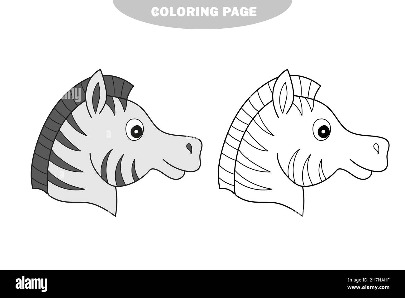 Simple coloring page. Coloring book for kids - zebra layout for game