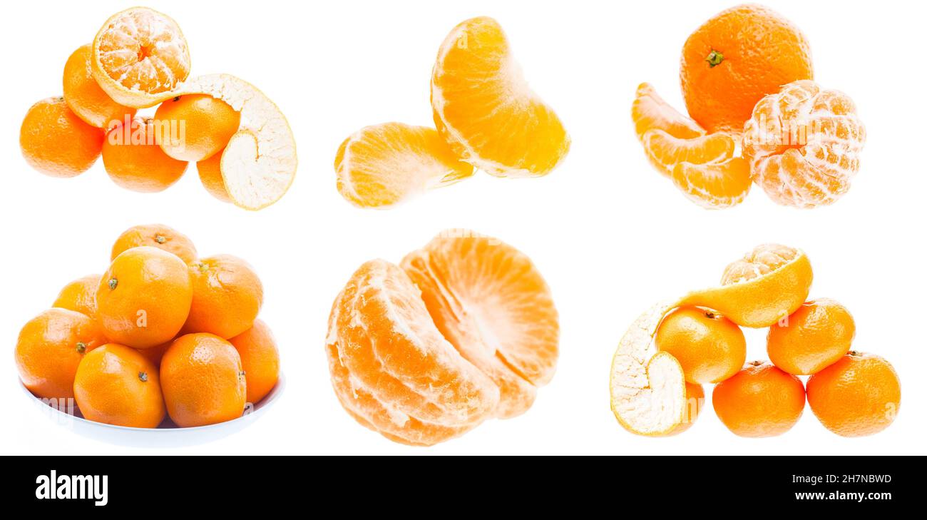 Mandarin Orange Fruits Isolated On White Background. Healthy Food