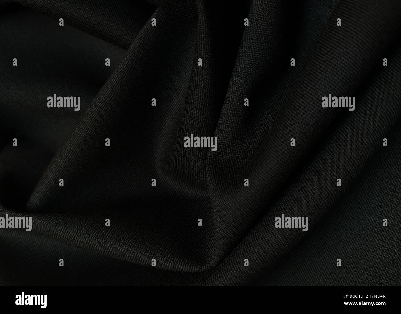 Textured Background Soft Crumpled Black Spandex Fabric, Cotton