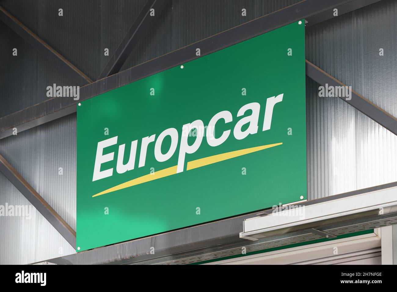 VALENCIA, SPAIN - NOVEMBER 23, 2021: Europcar is a French car rental company founded in 1949 Stock Photo