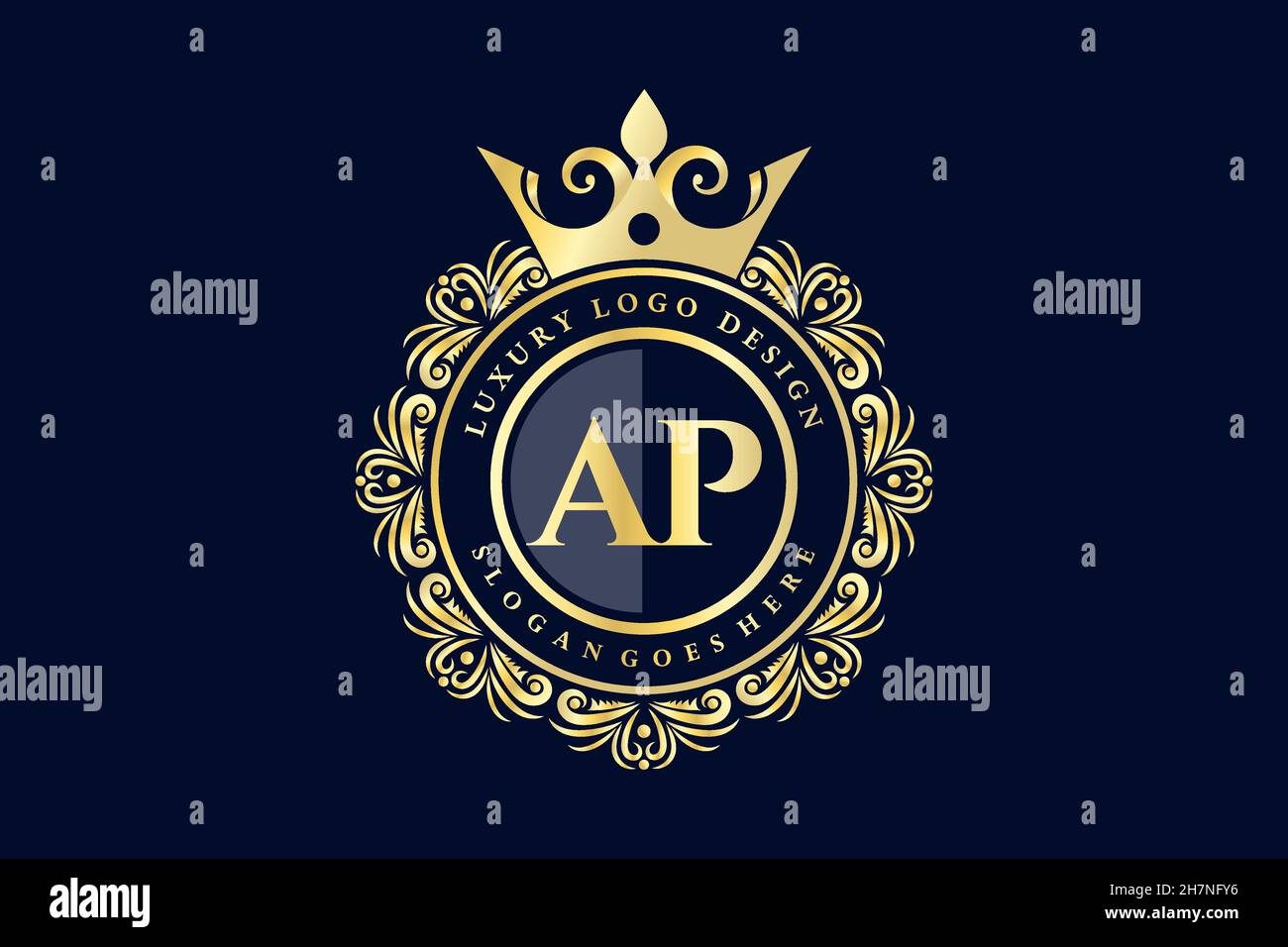 AP Initial Letter Gold calligraphic feminine floral hand drawn heraldic monogram antique vintage style luxury logo design Premium Stock Vector