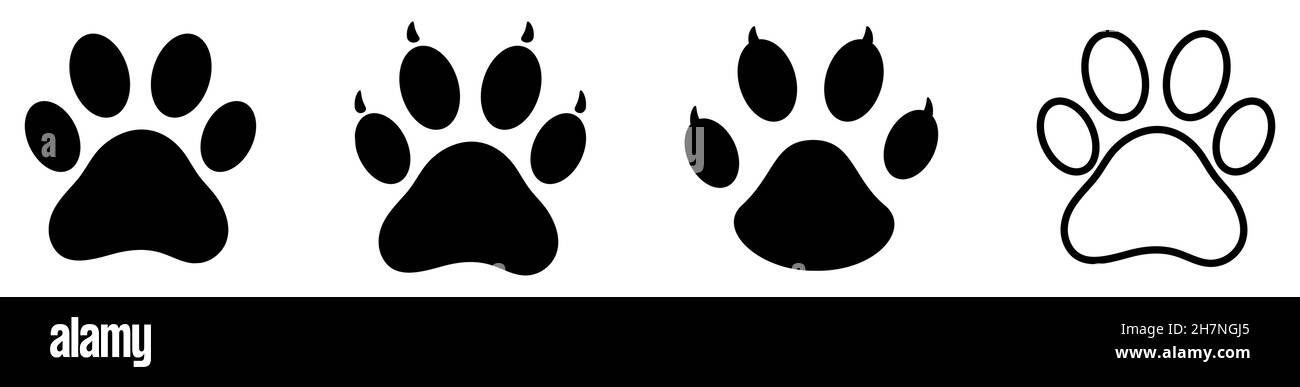 Paw print icons set. Different animal paw print. Vector illustration ...