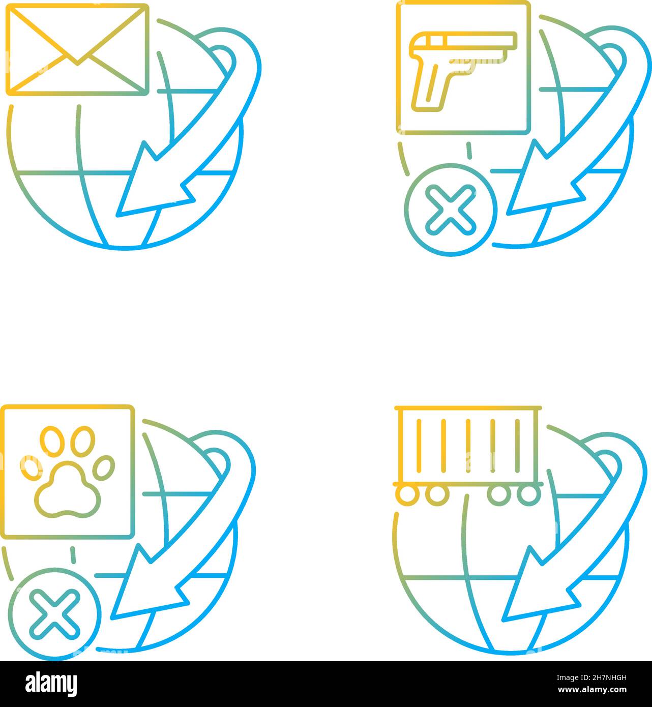 International shipment service rules gradient linear vector icons set Stock Vector
