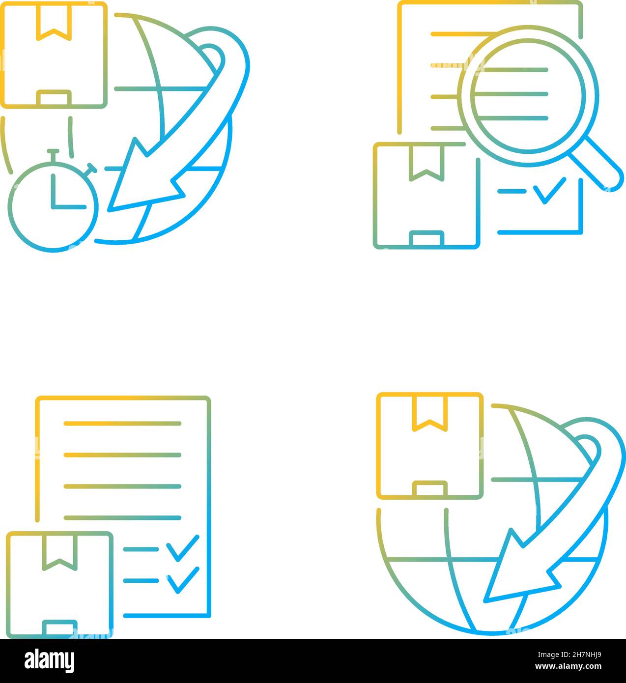 International delivery professional service gradient linear vector icons set Stock Vector