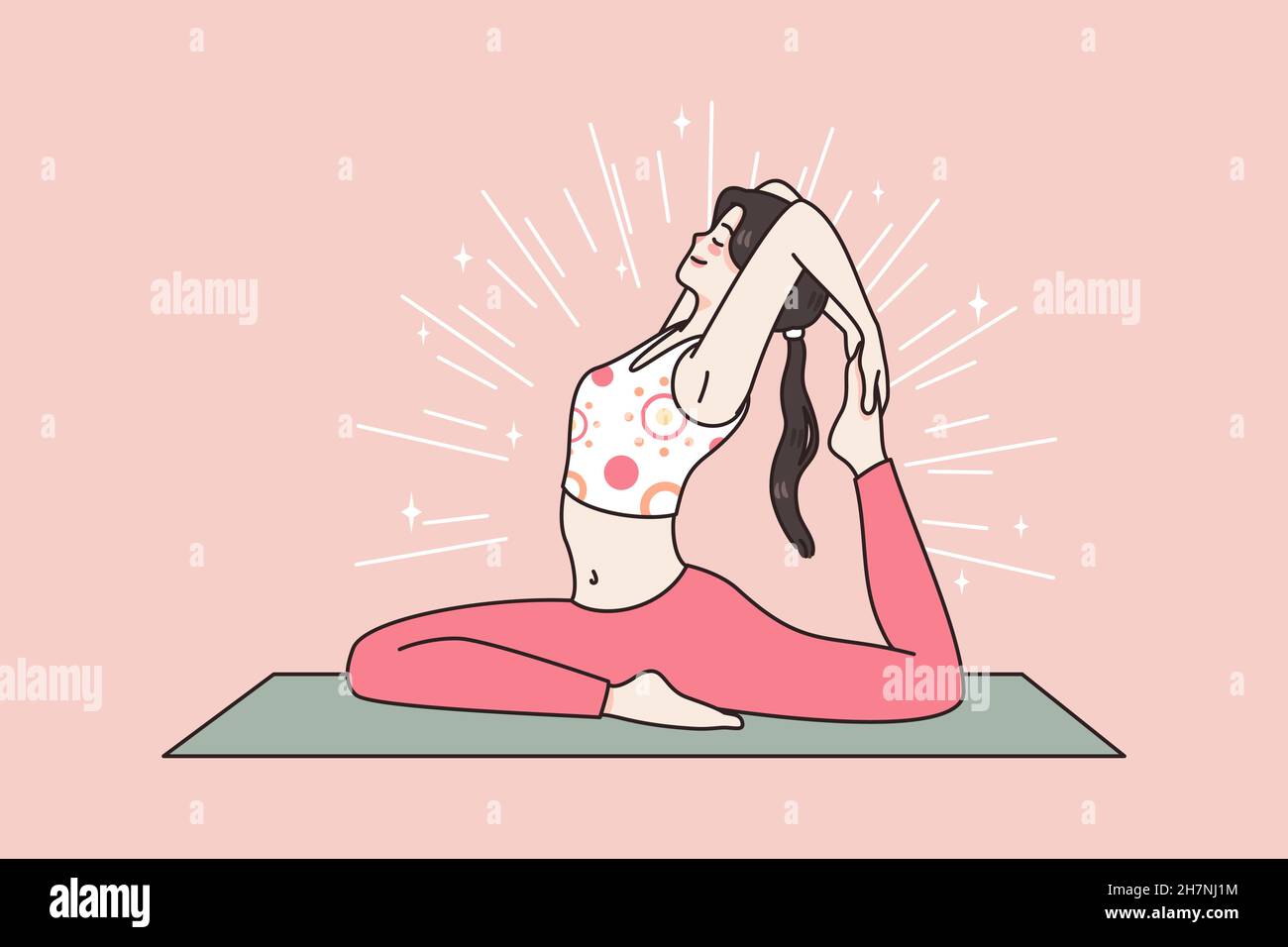 Yoga at home body positive stretch hi-res stock photography and