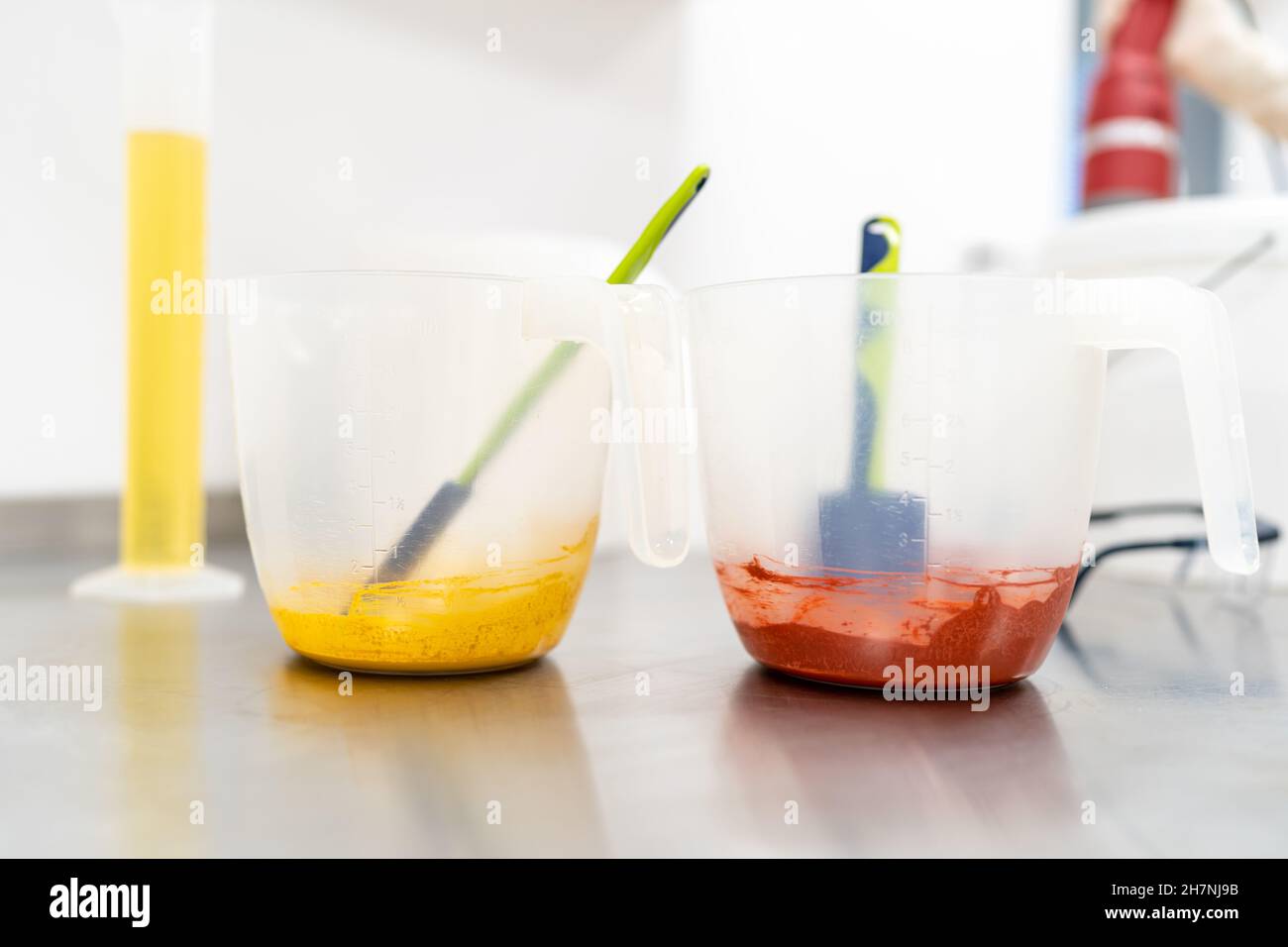 manual production of colored organic soap in the laboratory Stock Photo Alamy