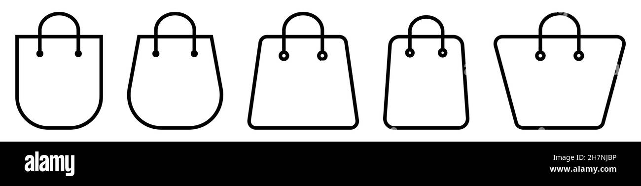 Shopping bag icons. Bag icon set in thin line style. Design for mobile ...