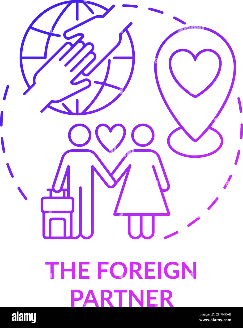 Foreign partner purple gradient concept icon Stock Vector