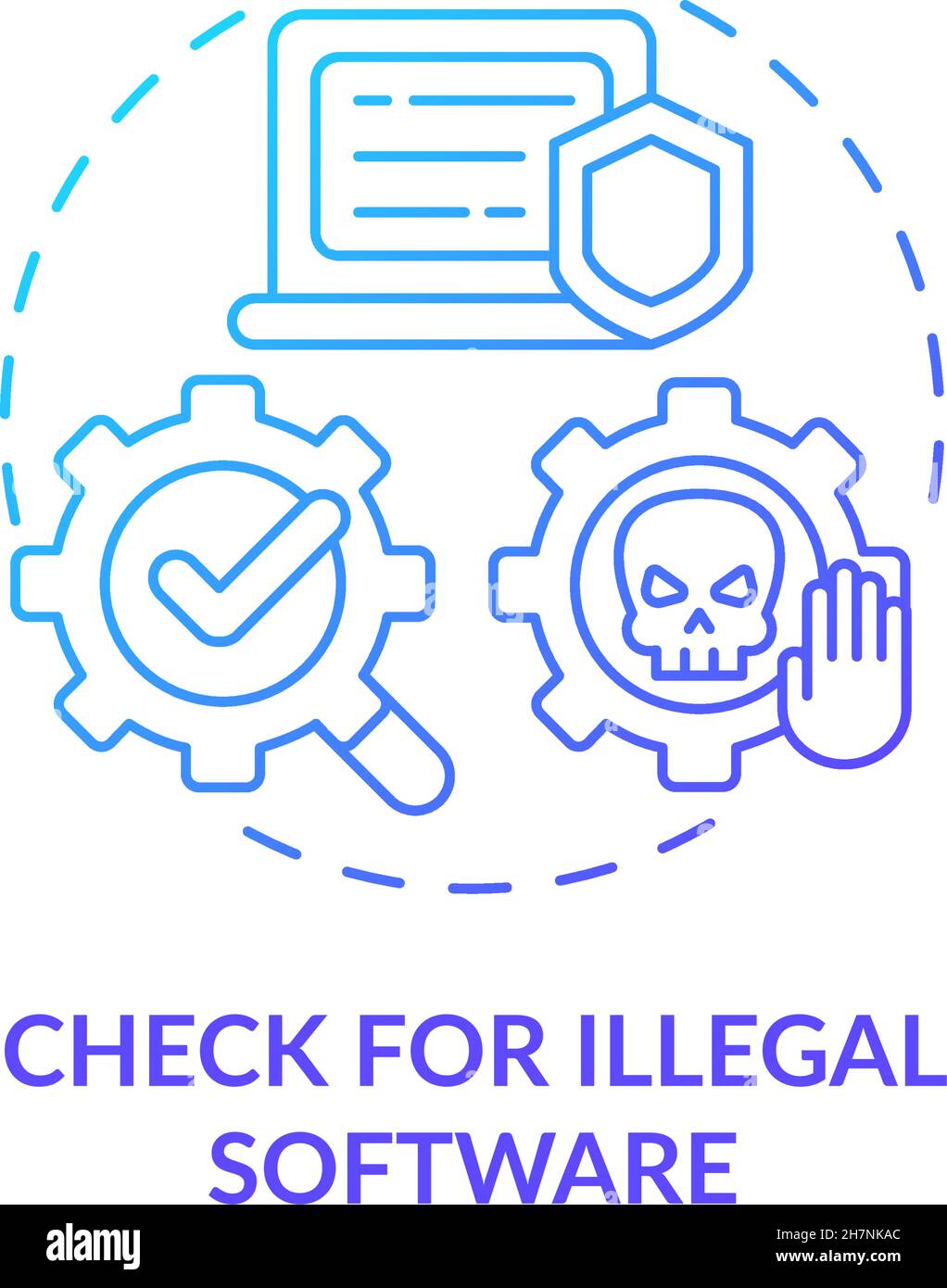 Check for illegal software blue gradient concept icon Stock Vector ...