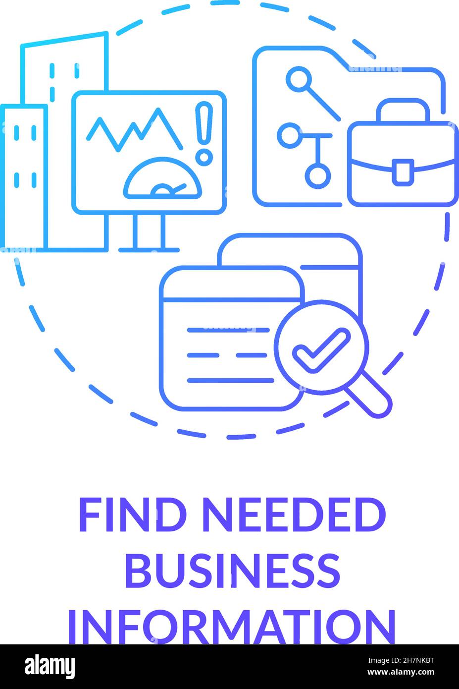 Find needed business information blue gradient concept icon Stock Vector
