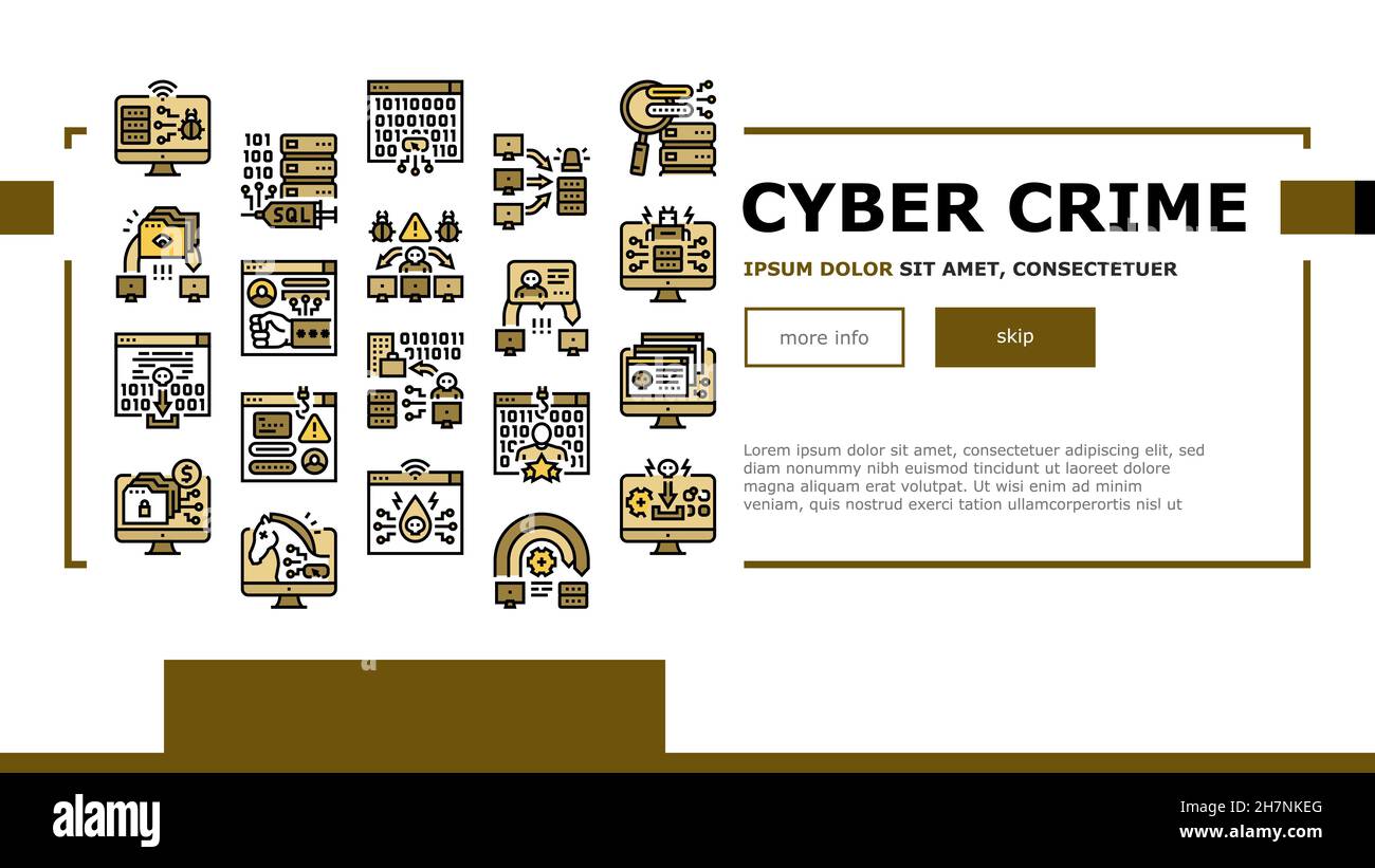 Cyber Crime Internet Business Landing Header Vector Stock Vector Image ...