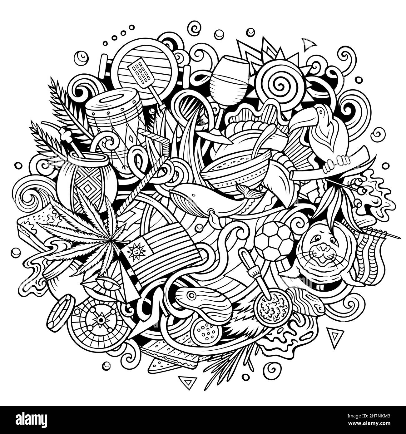 Uruguay hand drawn cartoon doodles illustration Stock Vector Image ...