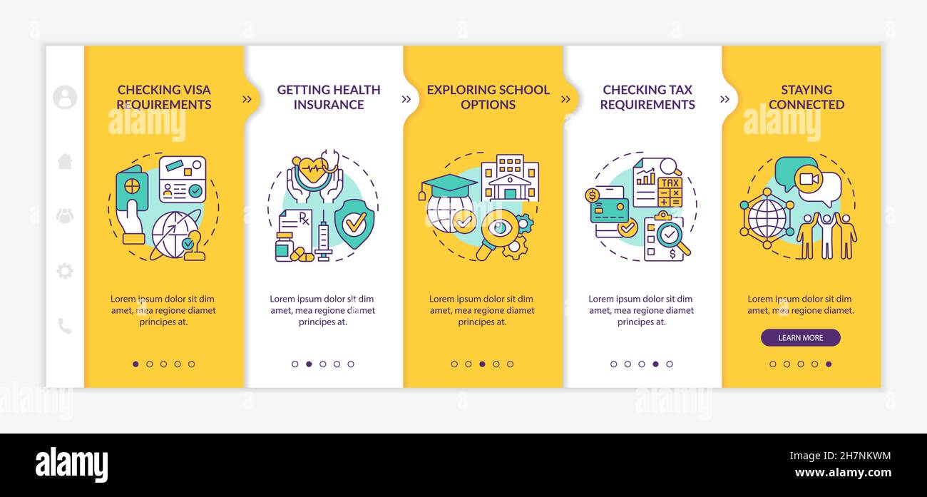 Things to consider when moving onboarding vector template Stock Vector ...