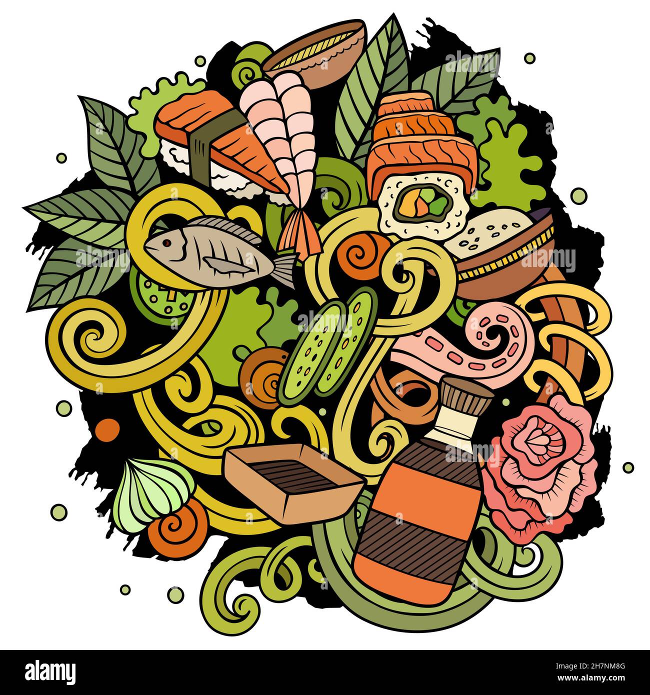 Cartoon vector doodles Japan food illustration Stock Vector Image & Art ...