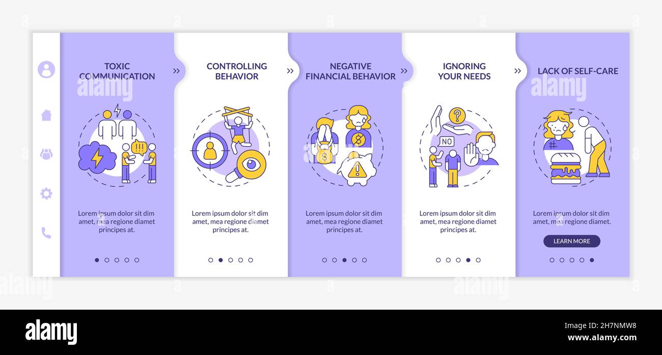 Relationships abuse onboarding vector template Stock Vector