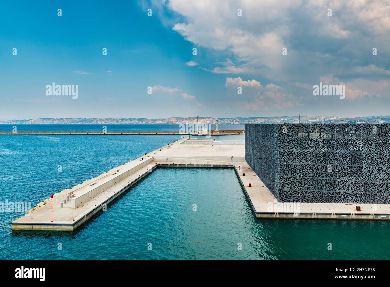 Seafront of Marseille and Mucem. Marseille city view. Famous travel ...