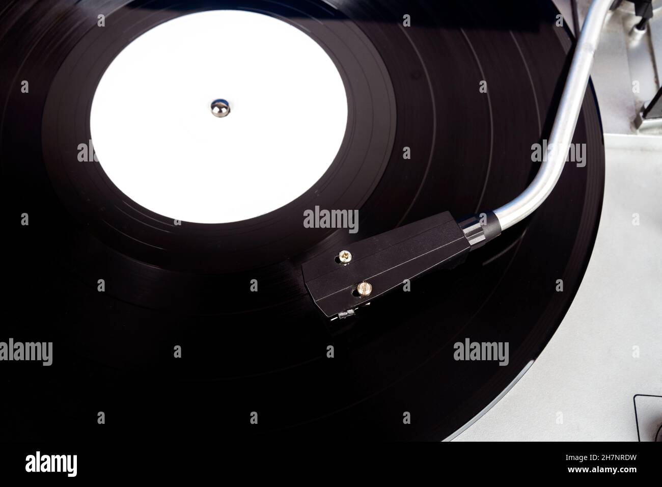 Close up of vintage turntable record player with black vinyl Stock ...