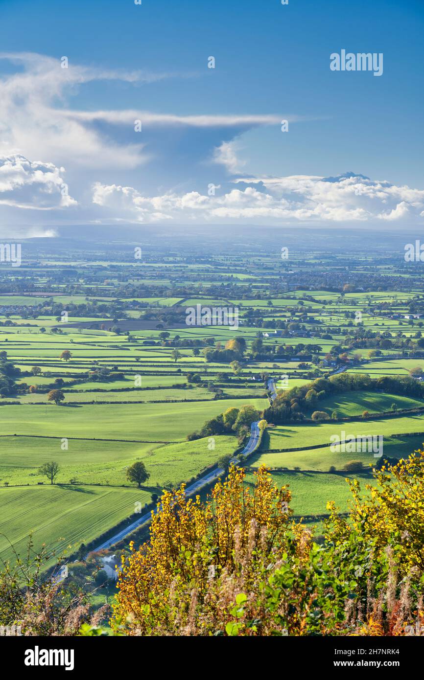 The A170 road to Thirsk from Helmsley and Vale of York from Sutton Bank. Stock Photo