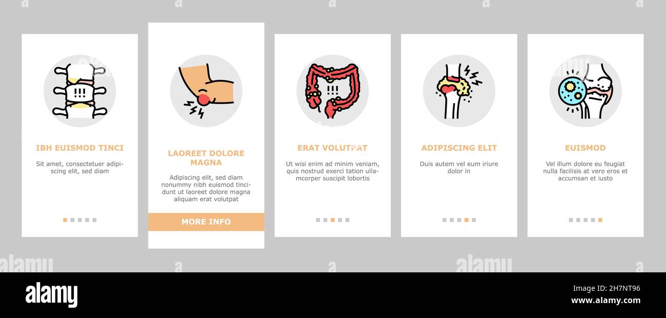 Rheumatology Disease Problem Onboarding Icons Set Vector Stock Vector ...